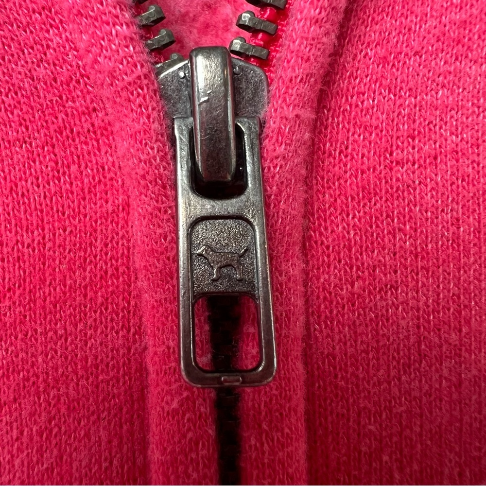 PINK Victoria's Secret Sequin “Love Pink” Zip Hoodie Pink Glitter Heart Size S - Picture 8 of 11